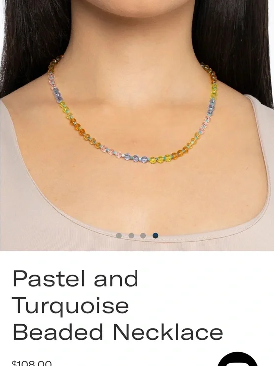 Mayamar Pastel, 24 karat gold and Real Turquoise Beaded Necklace NEW $108 MSRP - Picture 2 of 13